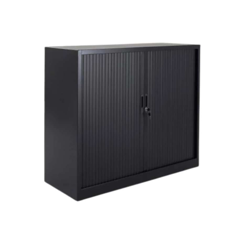 Armoire basse à rideaux coulissants