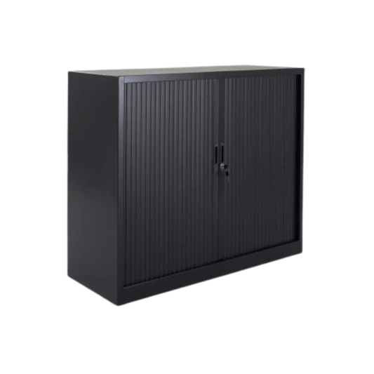 Armoire basse à rideaux coulissants